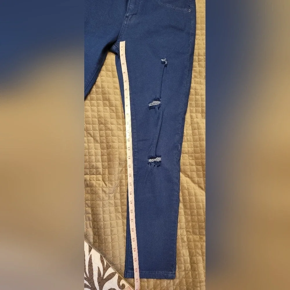 L&B Lucky and Blessed Denim Ripped‎ High Rise Ankle Skinny Size 8 NEW royal blue